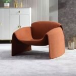 Leisure Single Sofa Italian Light Luxury Living Room Bedroom Hotel Crab Chair, Designer M-Shaped Crab Chair Study Chair