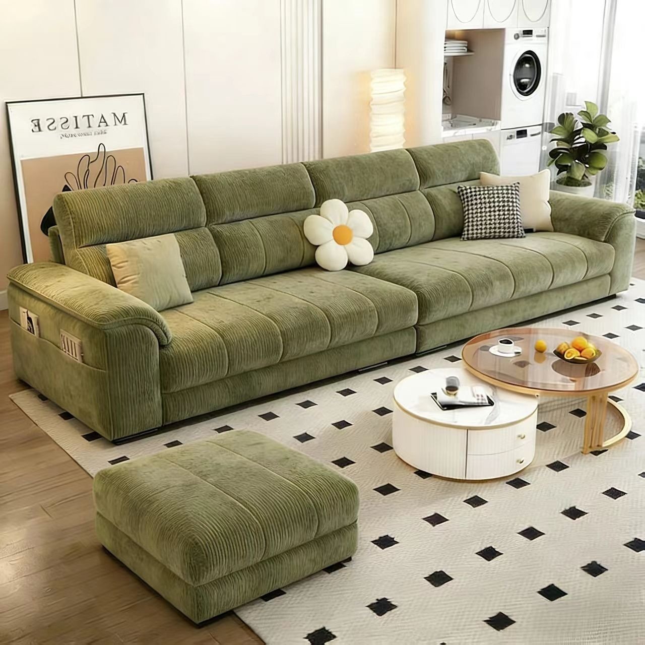 O1CN01DdqnYgy8z1D2b8G8_2221076040642-0-cib.jpg Living Room Sofa Simple Modern Chenille Small Apartment Straight Sofa, Home Combination 2026 New Fabric Sofa - 图片 1